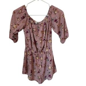 Haute Monde Floral Romper Off Shoulder‎ Elastic Waist Casual Cute Comfy Size S